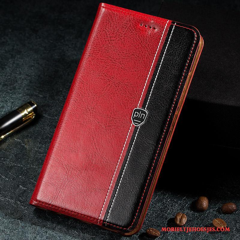 Nokia 5 Echt Leer Anti-fall Hoes Folio Leren Etui Hoesje Telefoon Rood