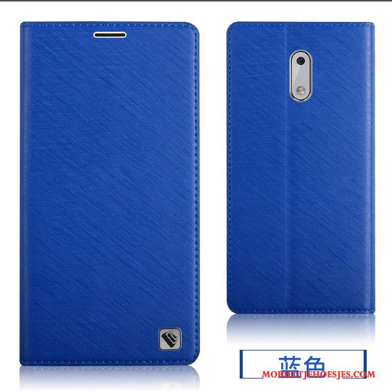 Nokia 6 Hoesje All Inclusive Leren Etui Telefoon Bescherming Achterklep Blauw