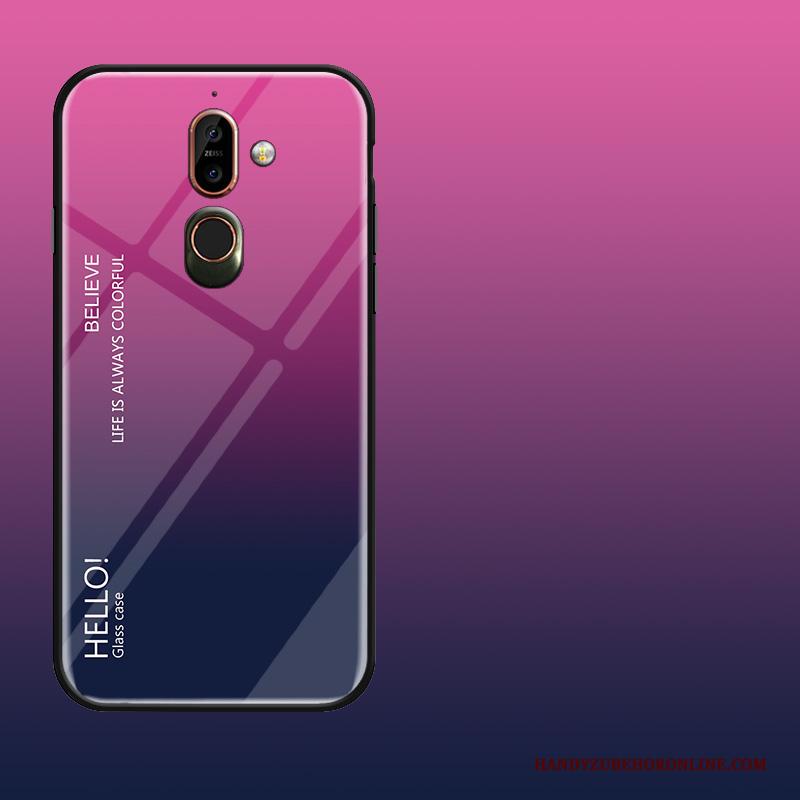 Nokia 7 Plus Hoesje Telefoon Bescherming Verloop Scheppend Glas Anti-fall Purper