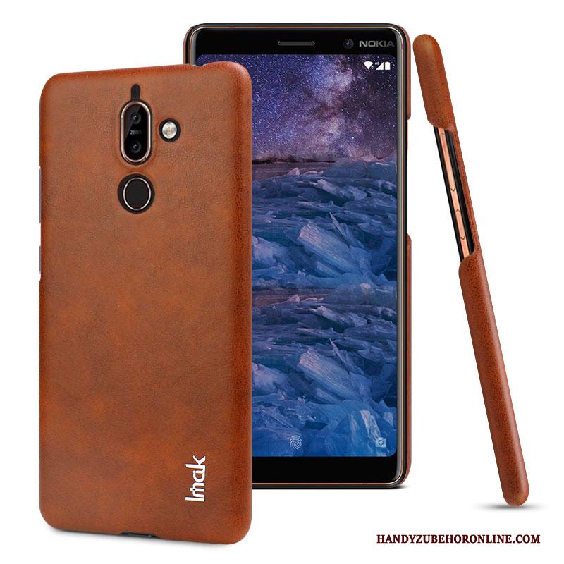 Nokia 7 Plus Hoesje Telefoon Patroon Bescherming Leren Etui Leer Eenvoudige