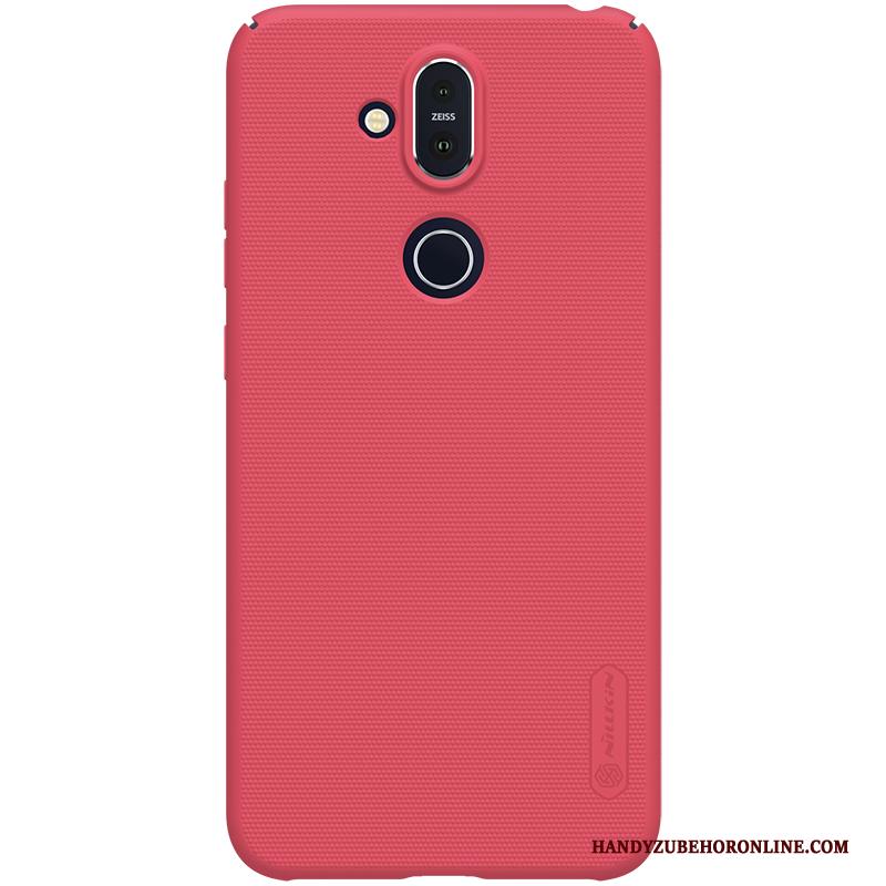 Nokia 8.1 Hoes Hard Goud Hoesje Telefoon Schrobben Bescherming Rood