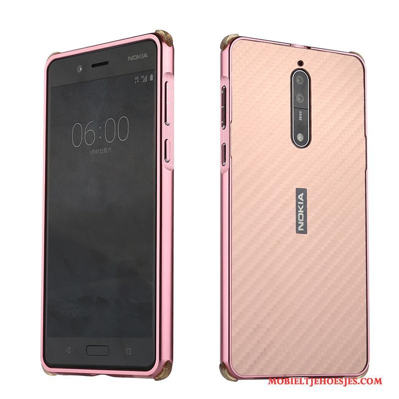 Nokia 8 Hoesje Bescherming All Inclusive Anti-fall Rose Goud Omlijsting Achterklep Scheppend