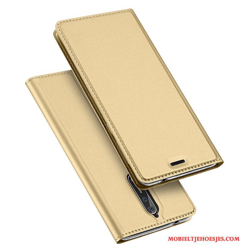 Nokia 8 Hoesje Kaart Hoes Mobiele Telefoon Folio Anti-fall Goud Bescherming