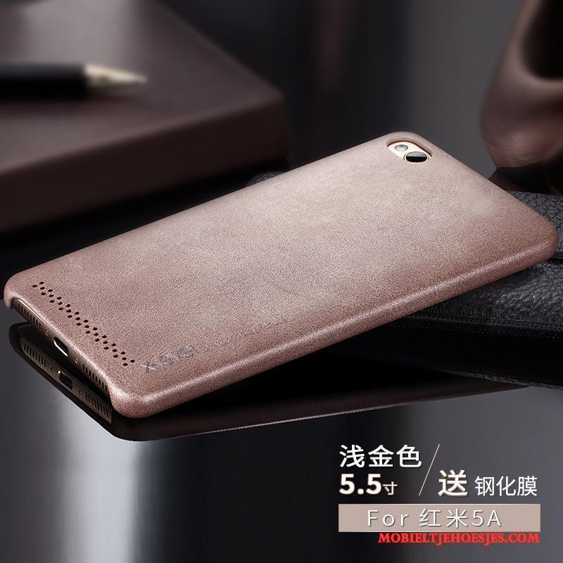 Redmi 5a Achterklep Leren Etui Bescherming Goud Hoesje Telefoon Dun Anti-fall