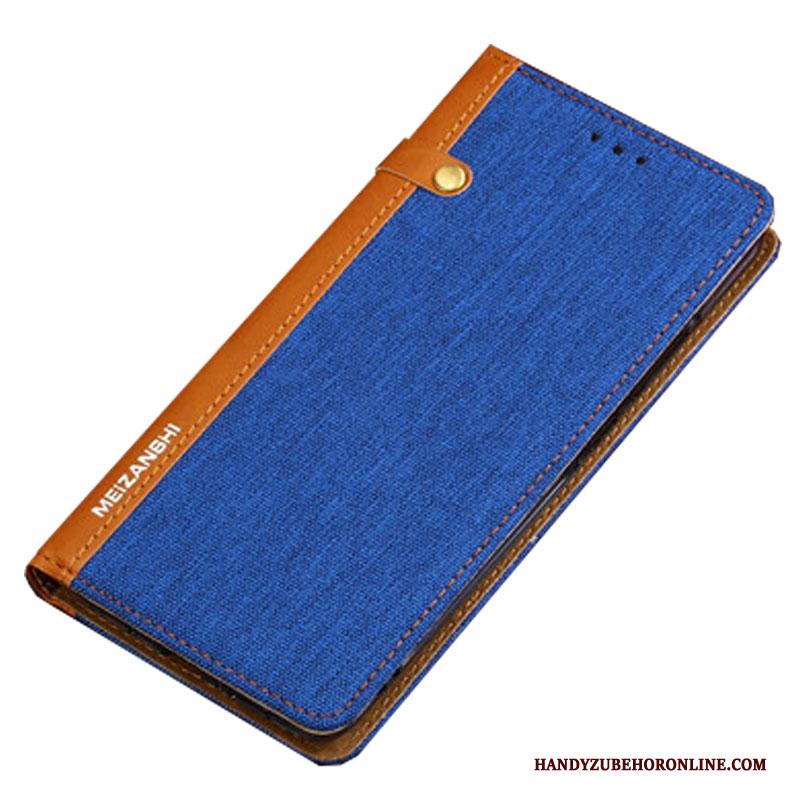 Redmi 7 All Inclusive Bescherming Blauw Leren Etui Hoesje Telefoon Rood Anti-fall