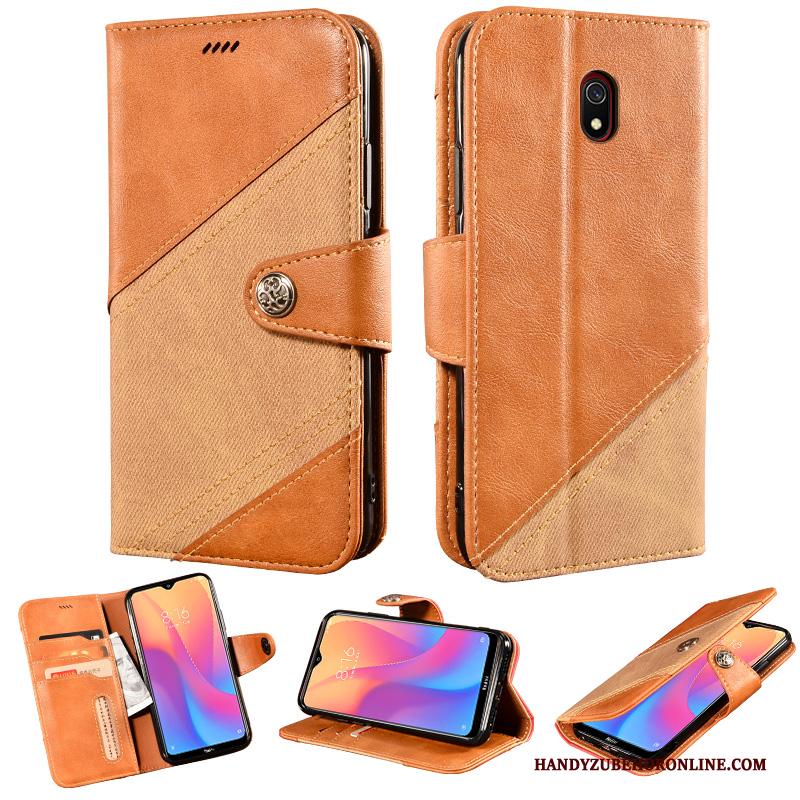 Redmi 8a Hoesje All Inclusive Rood Gemeenschappelijk Leren Etui Scheppend Anti-fall Kaart