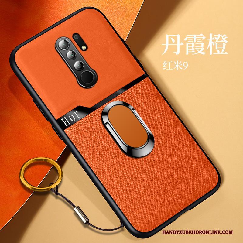 Redmi 9 Hoesje Hoes Leer Dun Oranje All Inclusive Trend Patroon