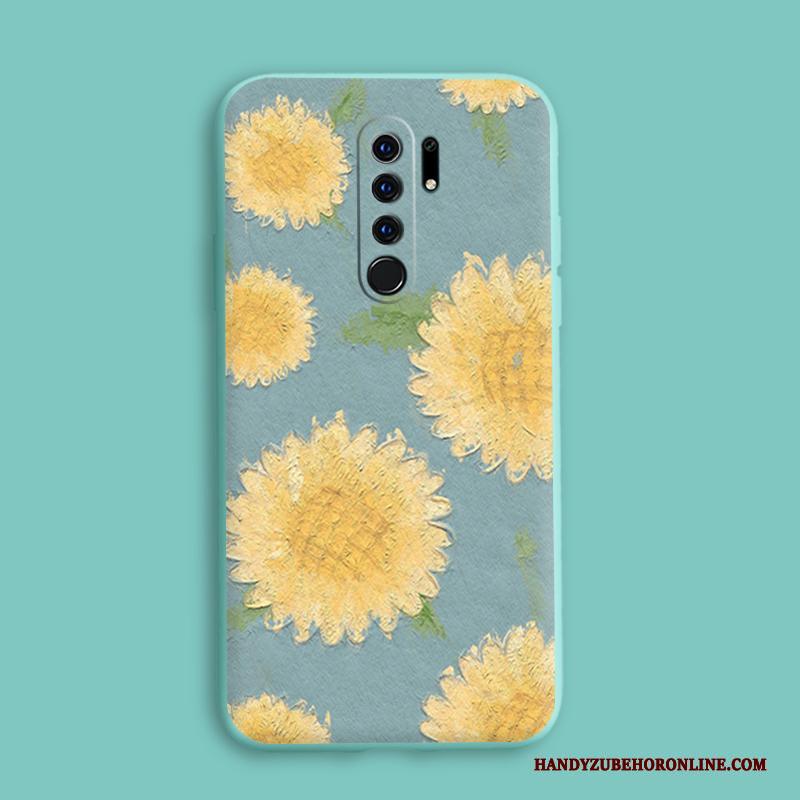 Redmi 9 Hoesje Olieverfschilderij All Inclusive Hoes Groen Goud Bescherming Anti-fall