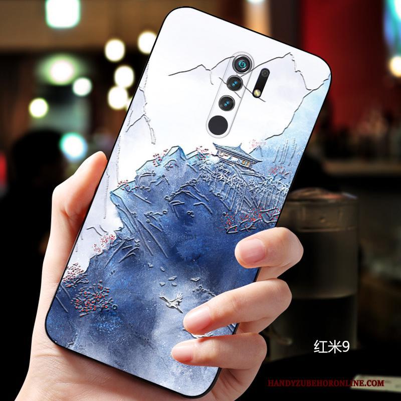 Redmi 9 Hoesje Rood Schrobben Bescherming Trendy Merk Scheppend Dun Chinese Stijl