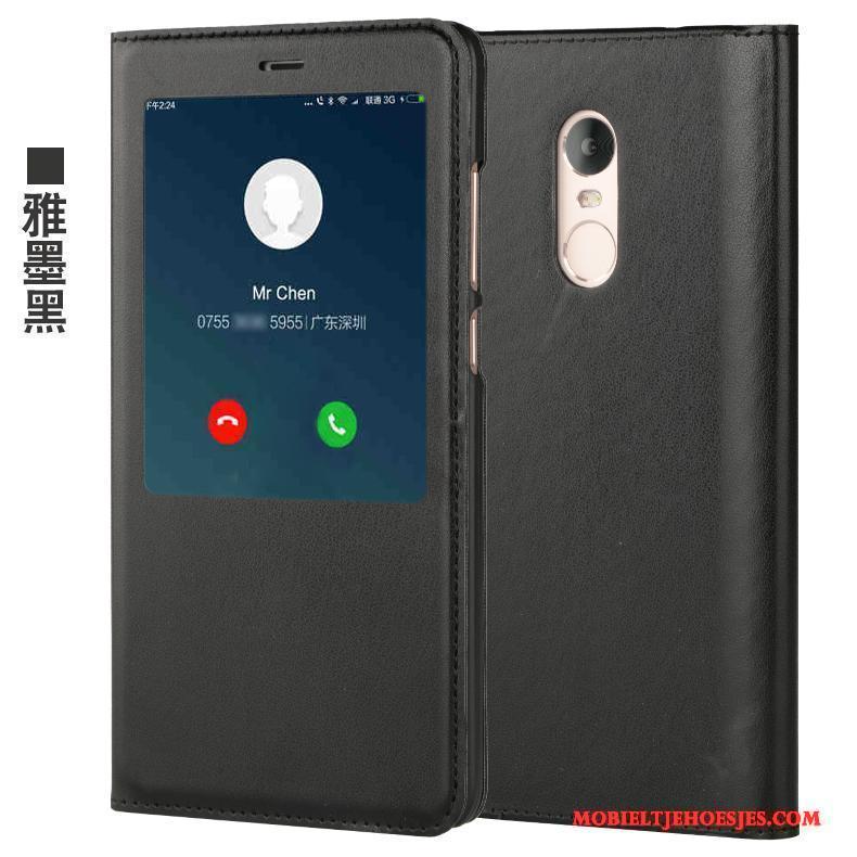 Redmi Note 4x Hoesje Telefoon Zwart Anti-fall Folio Rood Mini Leren Etui