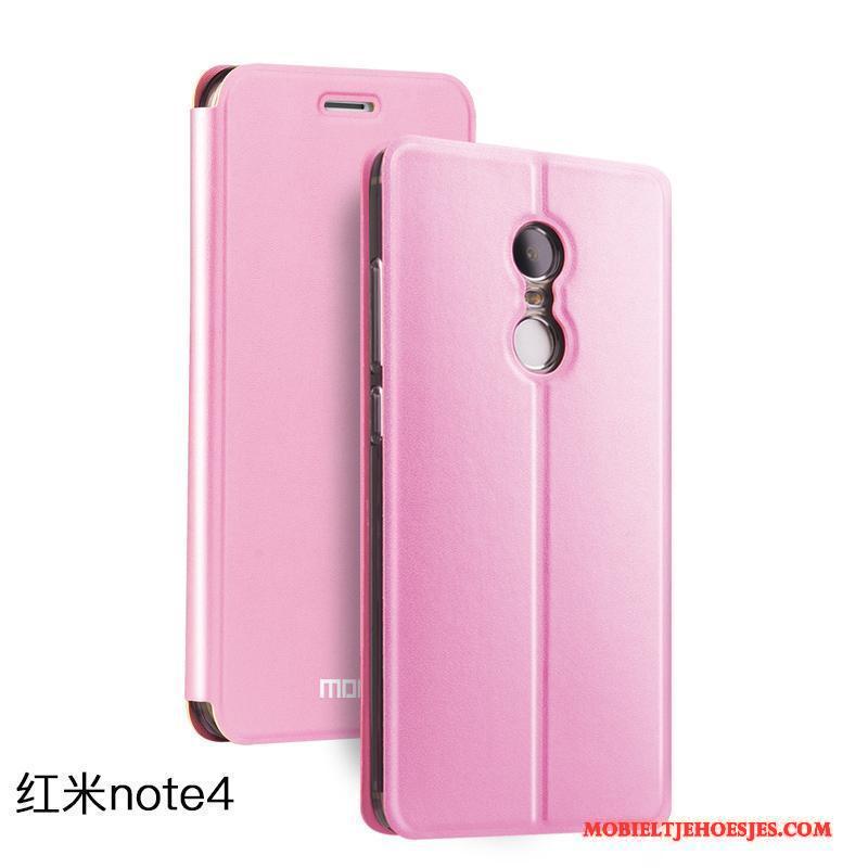 Redmi Note 4x Roze Bescherming Hoesje Telefoon Anti-fall Leren Etui All Inclusive Rood