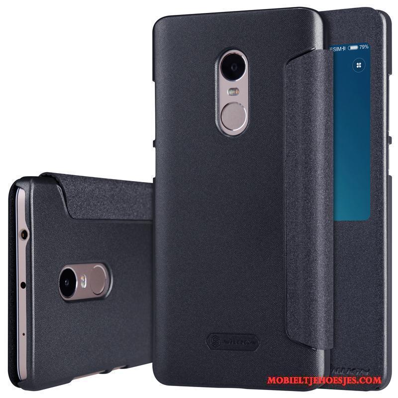 Redmi Note 4x Zwart Rood Leren Etui Mobiele Telefoon Hoes Goud Hoesje