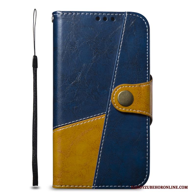 Redmi Note 6 Pro Donkerblauw Klittenband Hoes Folio Hoesje Telefoon Leren Etui Vouw