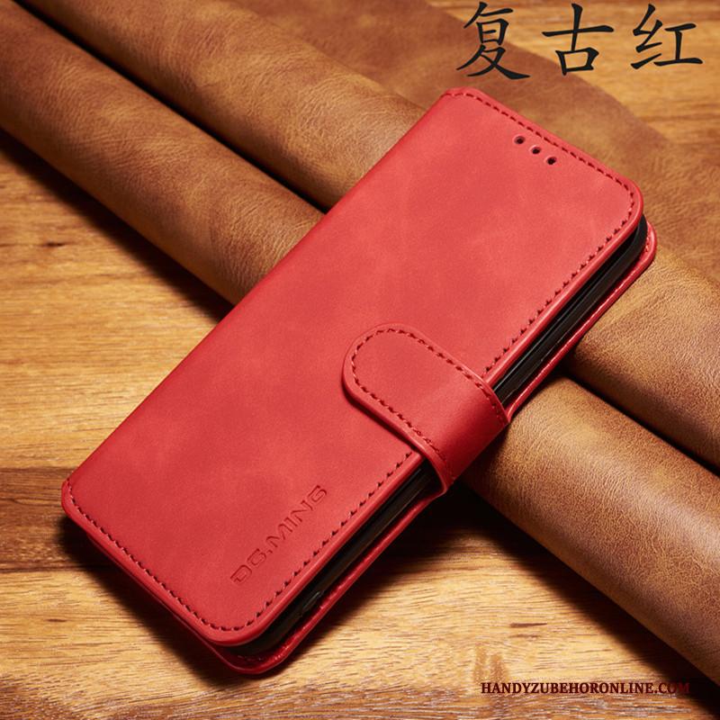 Redmi Note 7 Bescherming Hoesje Telefoon Zacht Folio Leren Etui Rood All Inclusive