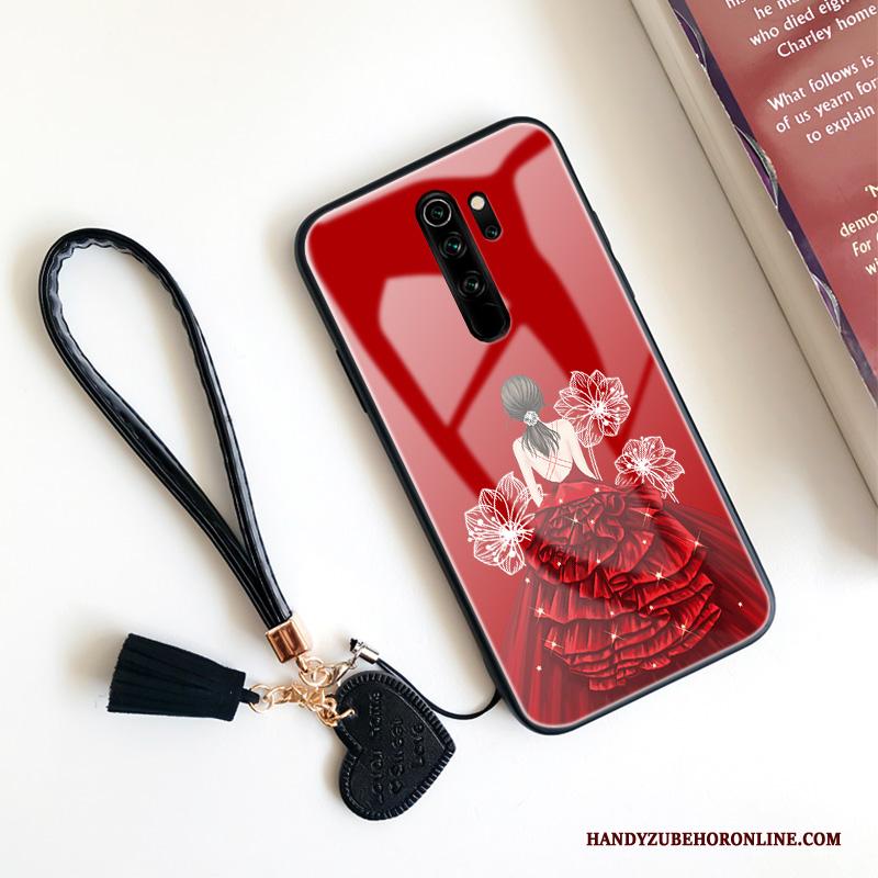 Redmi Note 8 Pro Hoesje Net Red Rood Geplooide Trendy Merk Mooie Hanger