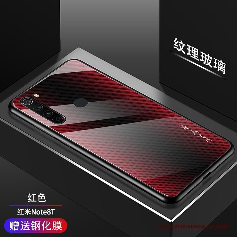 Redmi Note 8t Hoesje Telefoon Patroon Tempereren Rood Verloop Glas Skärmskydd