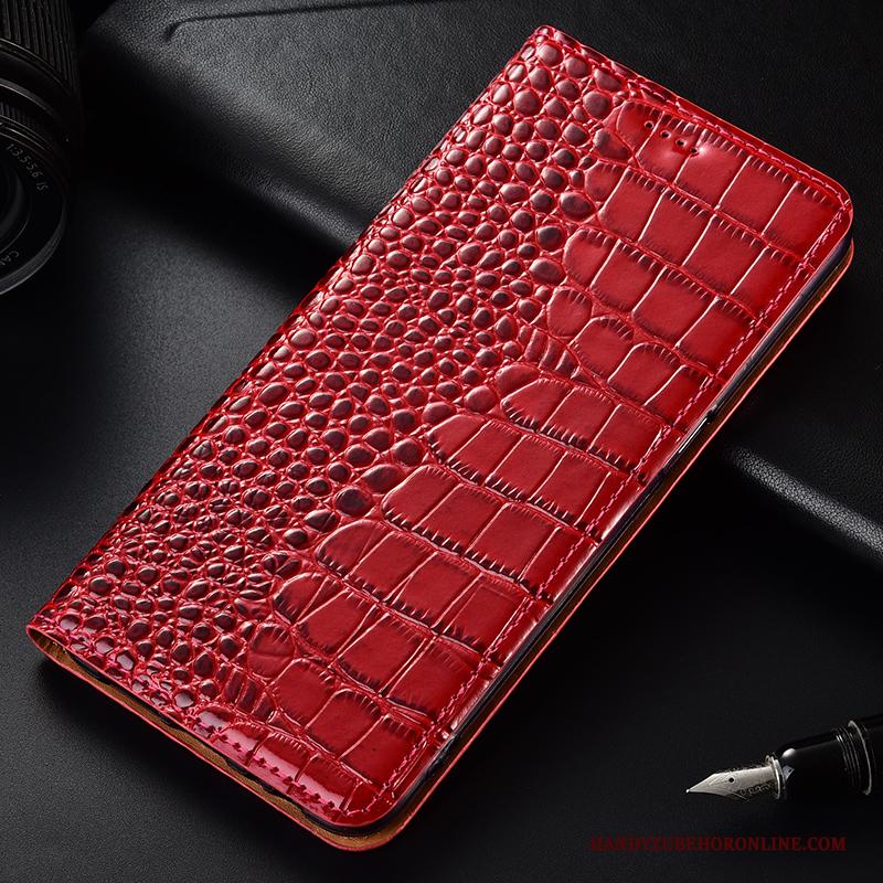 Samsung Galaxy A20e Hoesje Leren Etui Krokodil Ster Rood Hoes Mobiele Telefoon Echt Leer