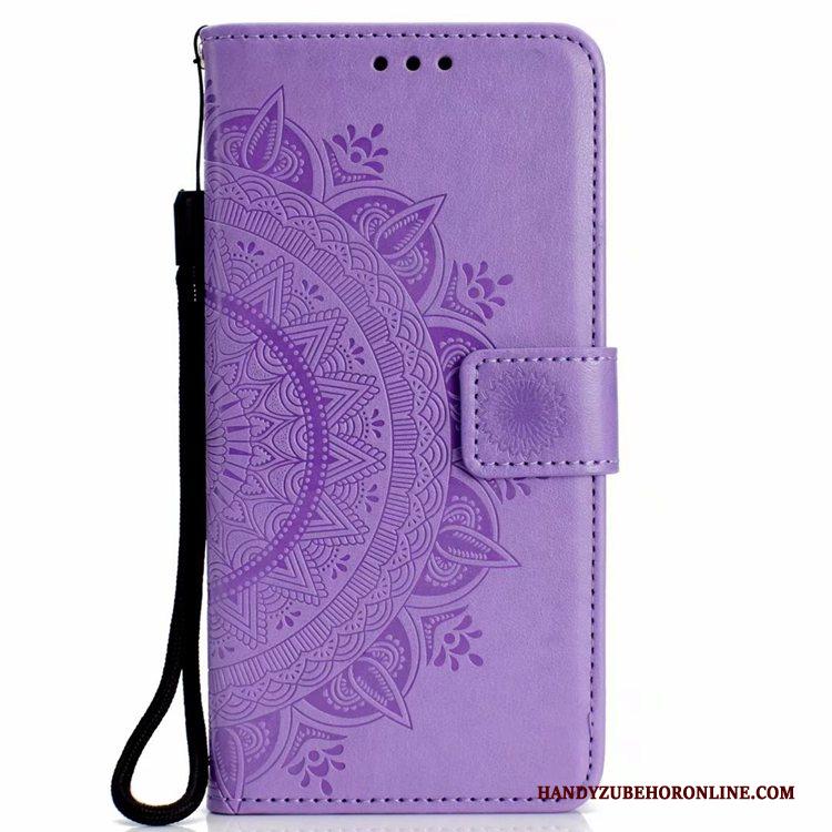 Samsung Galaxy A20e Leren Etui Zacht Clamshell Hoesje Telefoon Purper Ster