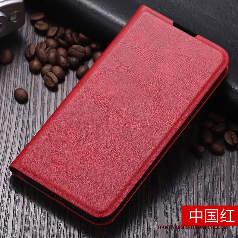 Samsung Galaxy A20s Hoesje Zacht Leren Etui Siliconen Trend Folio Rood Bedrijf