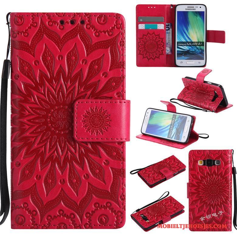 Samsung Galaxy A3 2015 Bescherming Rood Hoesje Telefoon Nieuw Ster Folio
