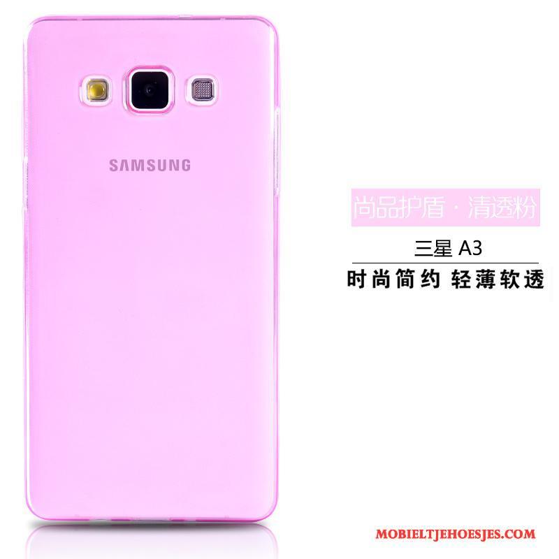 Samsung Galaxy A3 2015 Hoes Siliconen Ster Roze Zacht Hoesje Bescherming