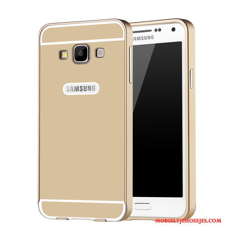 Samsung Galaxy A3 2015 Hoesje Goud Bescherming Mobiele Telefoon Achterklep Ster Omlijsting Hoes