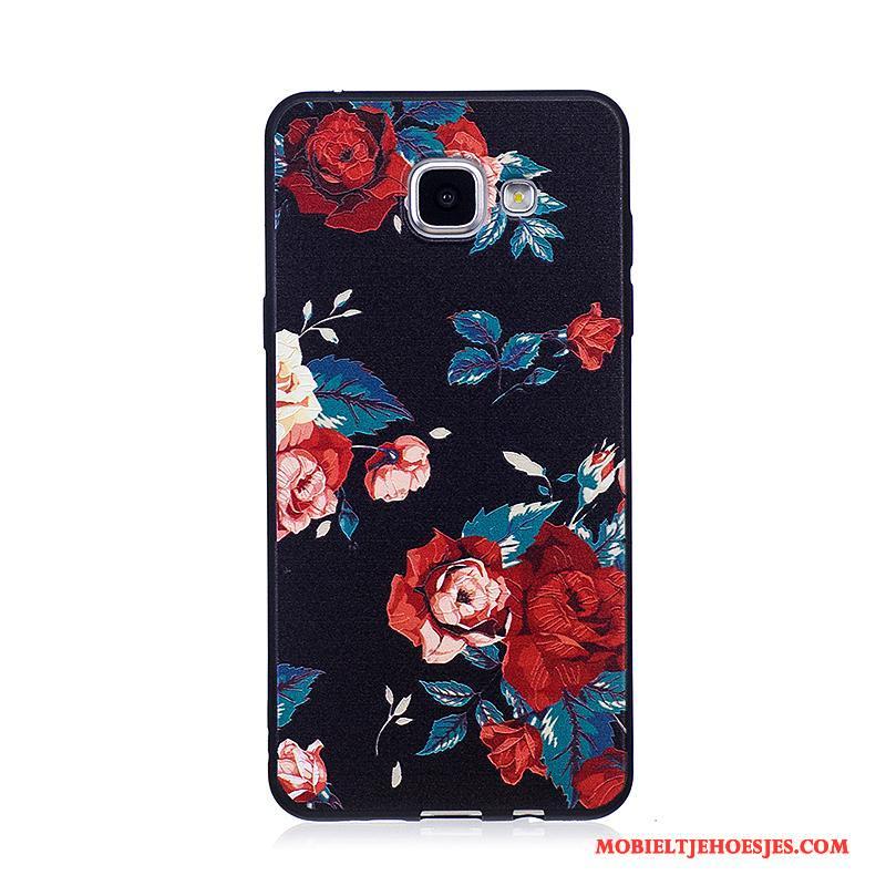 Samsung 2016 Hoesje Trend Bloemen Spotprent Bescherming Zwart Geschilderd