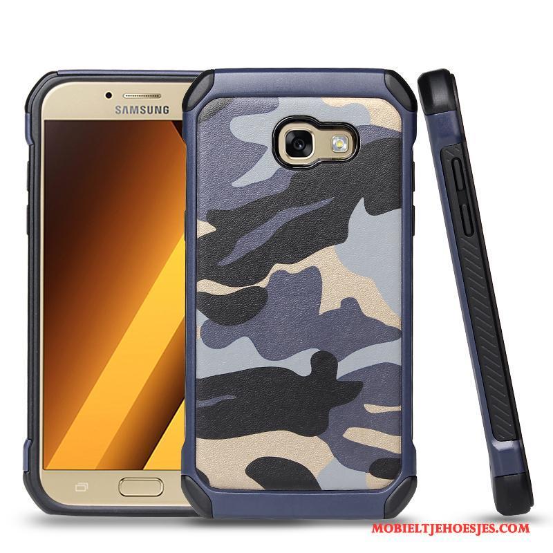 Samsung Galaxy A3 2017 Ster Camouflage Blauw Siliconen Hoes Hoesje Telefoon Anti-fall