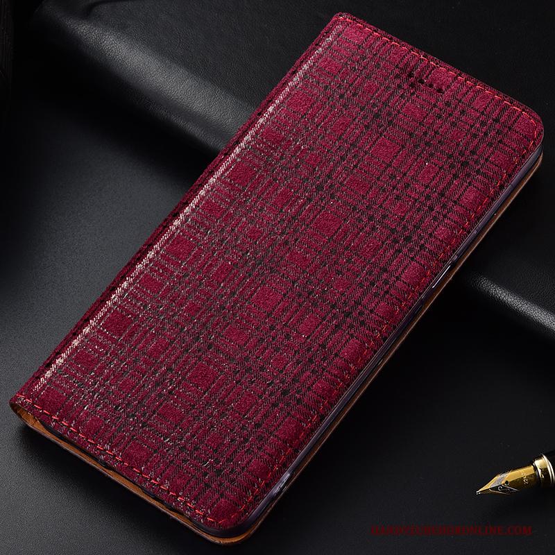 Samsung Galaxy A30s Anti-fall Folio Bescherming Hoes Hoesje Telefoon Rood Fluweel