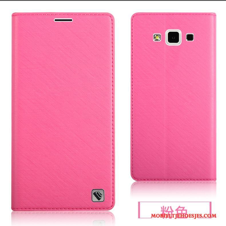 Samsung Galaxy A5 2015 Hoesje Anti-fall Leren Etui Zacht Achterklep Siliconen Roze Ster