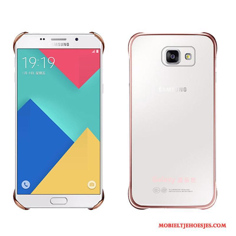 Samsung Galaxy A5 2016 Bescherming Achterklep Doorzichtig Hoesje Leren Etui Rose Goud Echte