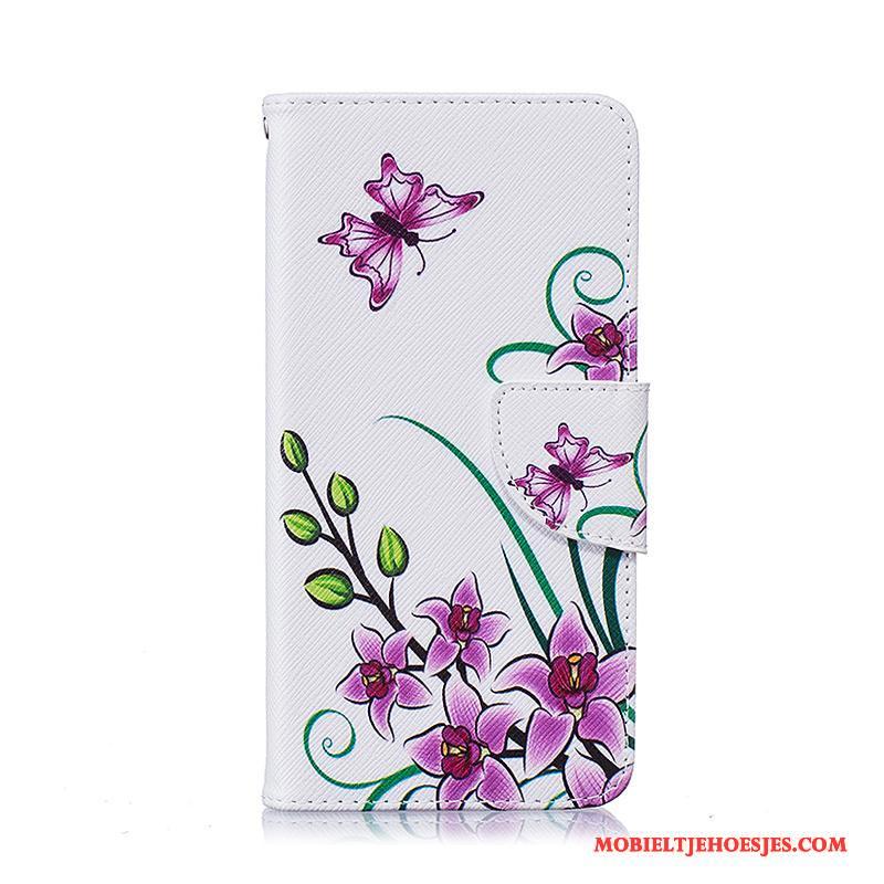 Samsung Galaxy A5 2016 Bloemen Leren Etui Ster Hoes Purper Hoesje Telefoon Geschilderd