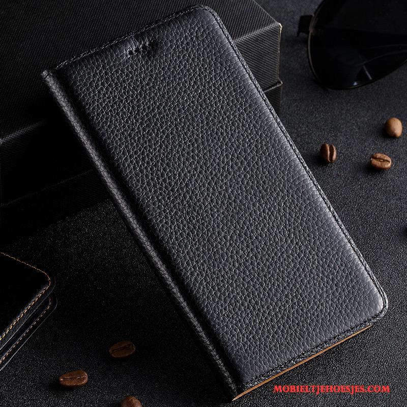 Samsung Galaxy A5 2017 Echt Leer Bescherming Hoesje Telefoon Zwart Anti-fall Mobiele Telefoon Folio