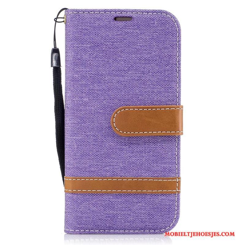 Samsung Galaxy A5 2017 Hoes Mobiele Telefoon Denim Purper Hoesje Ster Folio