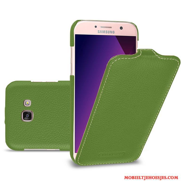 Samsung Galaxy A5 2017 Hoesje Bescherming Ster Hoes Groen Folio Mobiele Telefoon Echt Leer