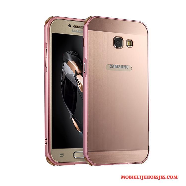 Samsung Galaxy A5 2017 Hoesje Rose Goud Bescherming Nieuw Metaal Hoes Scheppend Anti-fall