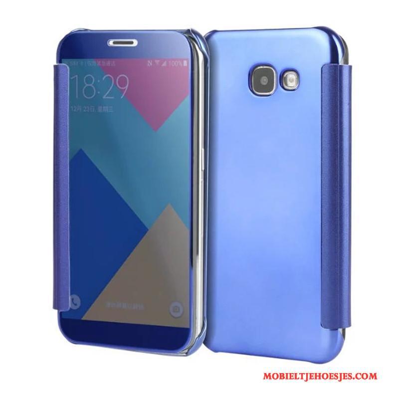 Samsung Galaxy A5 2017 Hoesje Telefoon Spiegel Folio Bescherming Ster Plating Blauw