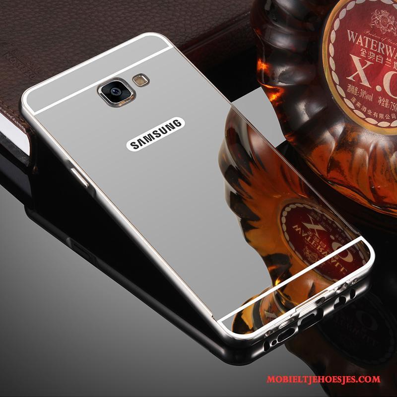 Samsung Galaxy A5 2017 Spiegel Bescherming Zilver Omlijsting Hoesje Telefoon Metaal Anti-fall