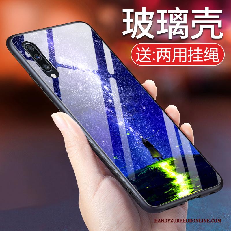 Samsung Galaxy A50 Anti-fall Hoesje Telefoon Siliconen Blauw Glas Scheppend Zacht