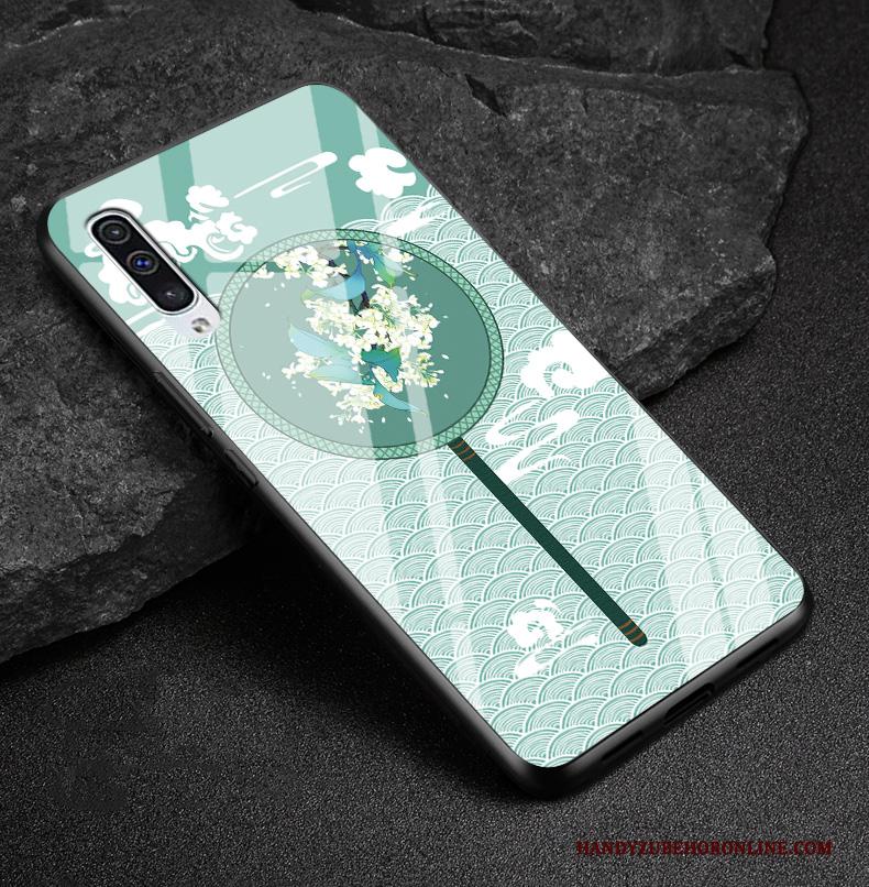 Samsung Galaxy A50 Hoesje Vintage Glas Groen Ster Kunst Hoes All Inclusive