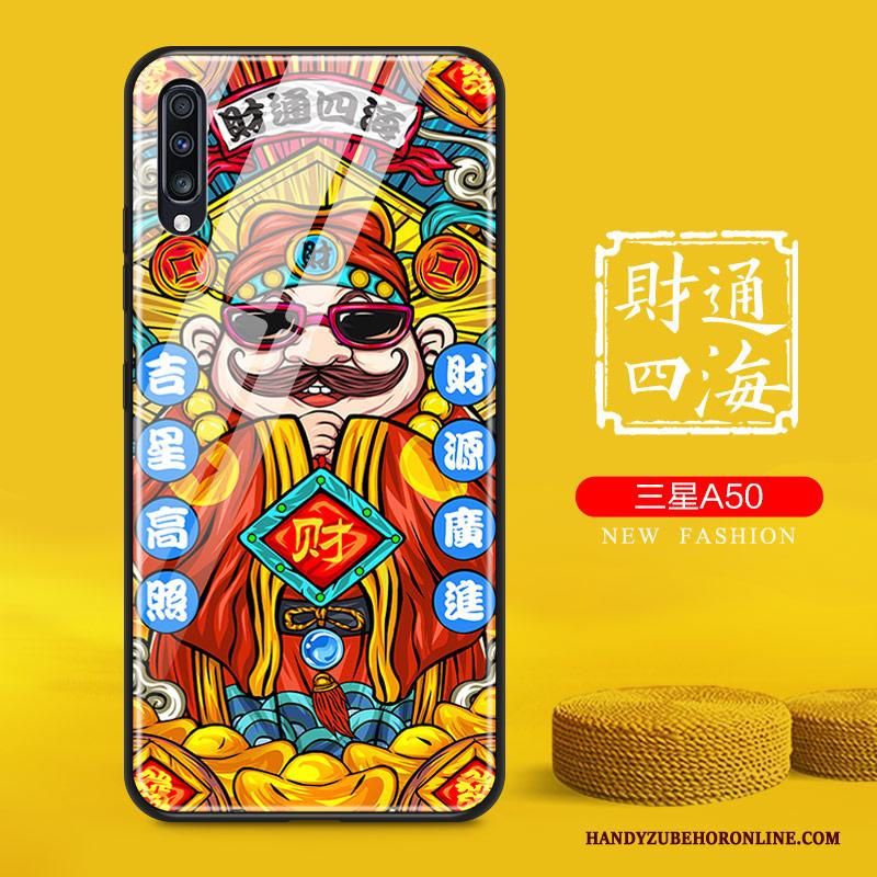 Samsung Galaxy A50 Ster Chinese Stijl Geel Bescherming Hoesje Trend Scheppend