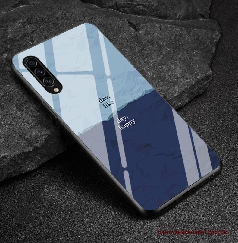 Samsung Galaxy A50s Hoesje Blauw Spiegel Scheppend Trendy Merk Siliconen Hard Anti-fall