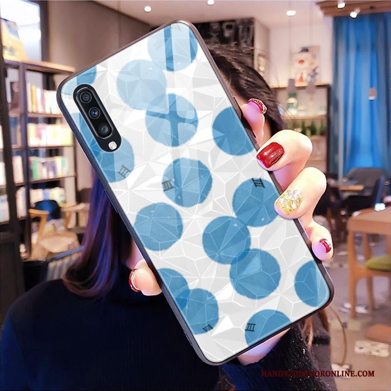 Samsung Galaxy A50s Hoesje Telefoon Ster Blauw Patroon Zacht Ruit Spotprent