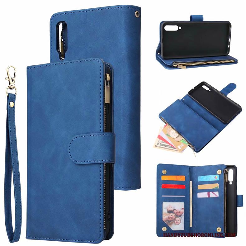 Samsung Galaxy A50s Leren Etui Portemonnee Blauw Hoes Anti-fall Bescherming Hoesje Telefoon