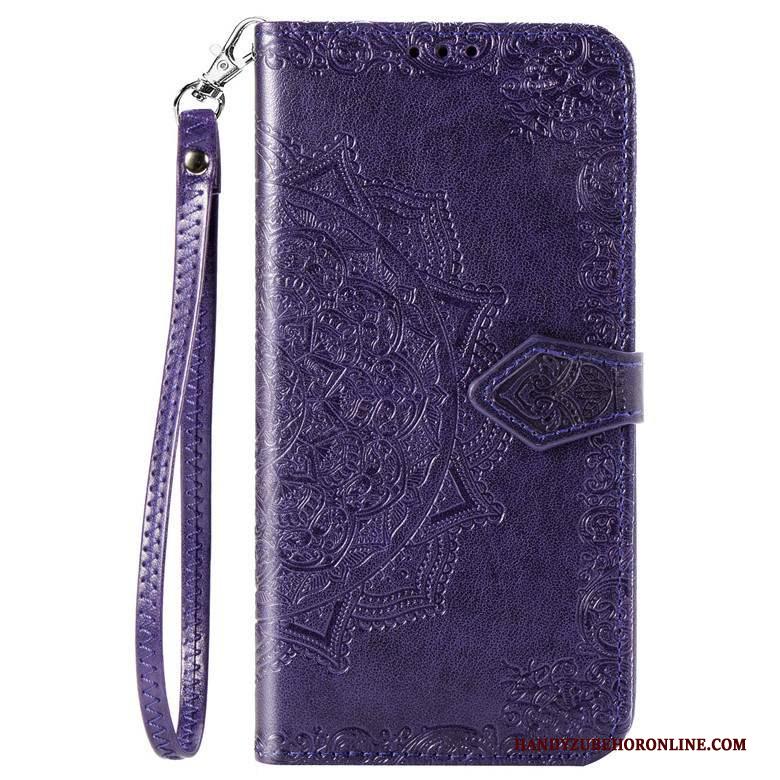 Samsung Galaxy A51 Folio Purper Hoesje Telefoon Zacht Bescherming Anti-fall Leren Etui