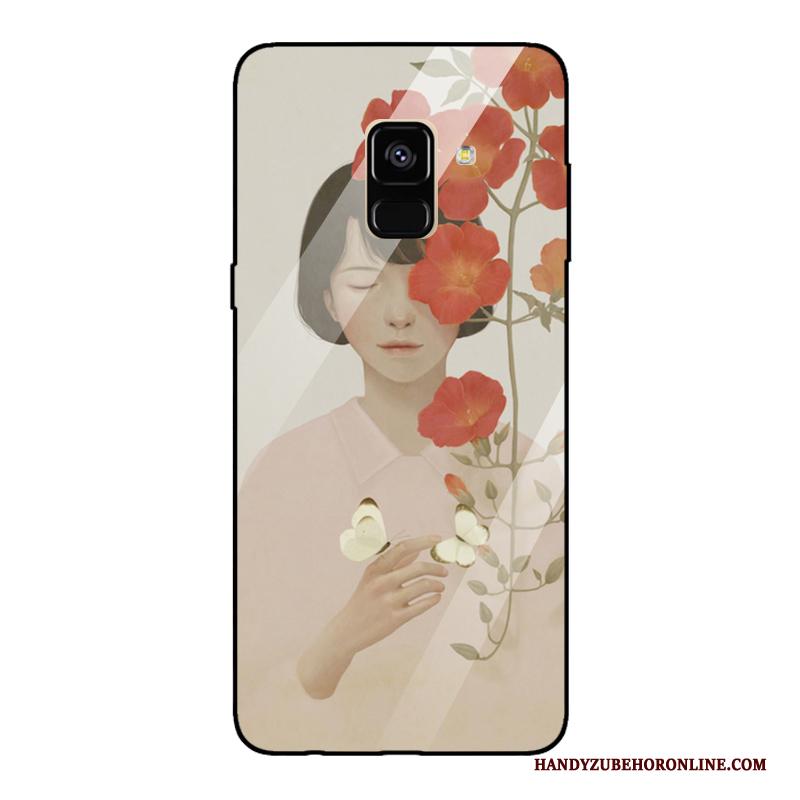 Samsung Galaxy A6 Hoesje Wind Brits Lovers Spiegel Rood Ster Gehard Glas