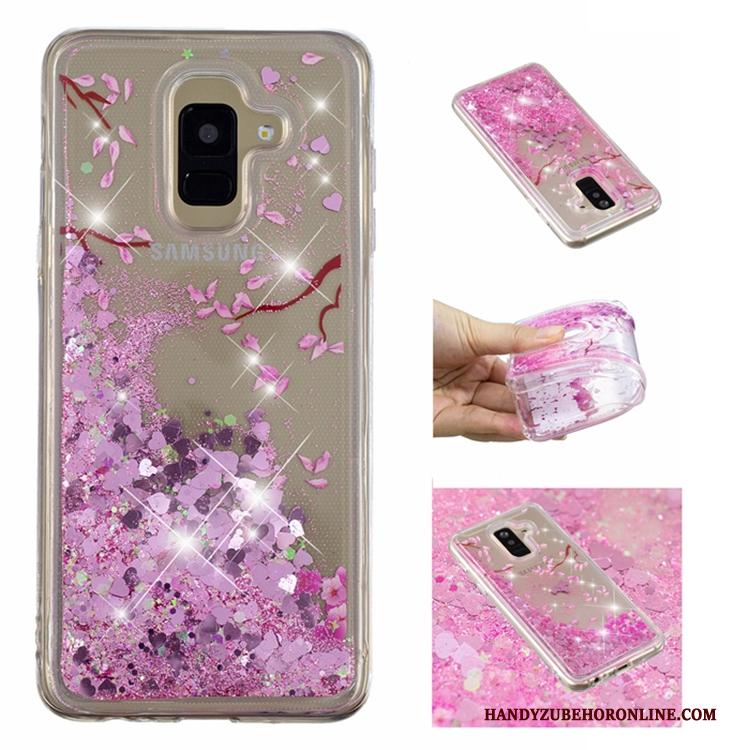 Samsung Galaxy A6 Zacht Hoesje Telefoon Anti-fall Vloeistof Drijfzand Roze Ster