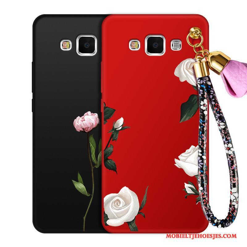 Samsung Galaxy A7 2015 Hanger Siliconen Anti-fall Rood All Inclusive Bescherming Hoesje Telefoon