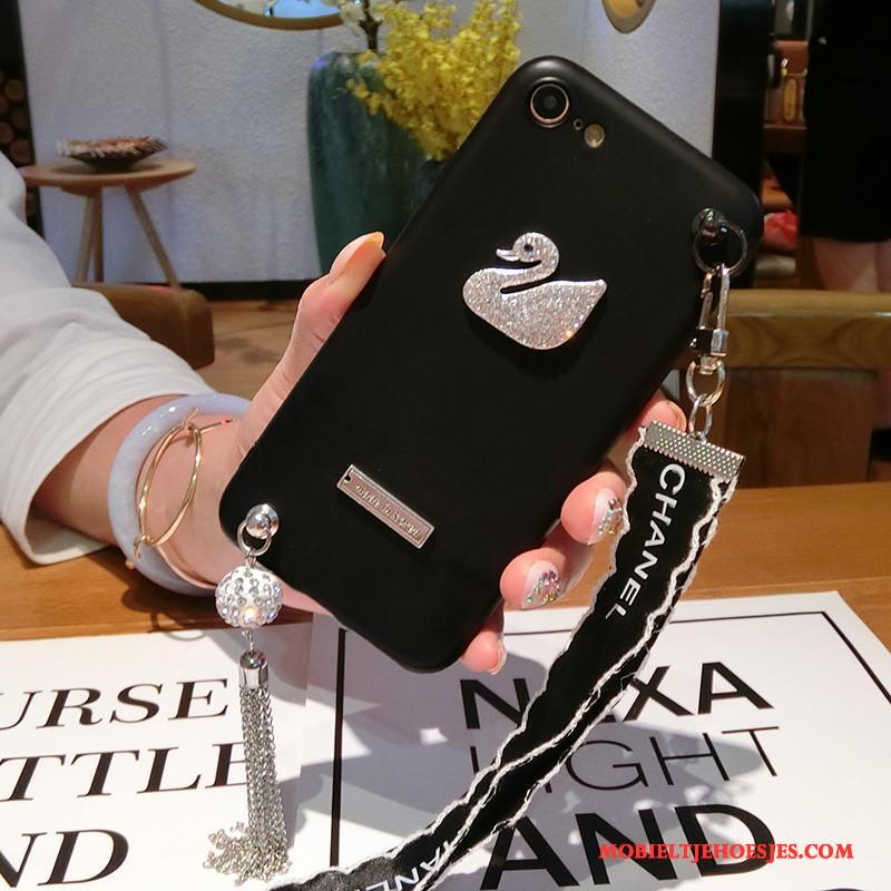 Samsung Galaxy A7 2015 Hoesje Luxe Hanger Zwart Trendy Merk Persoonlijk Siliconen Ster
