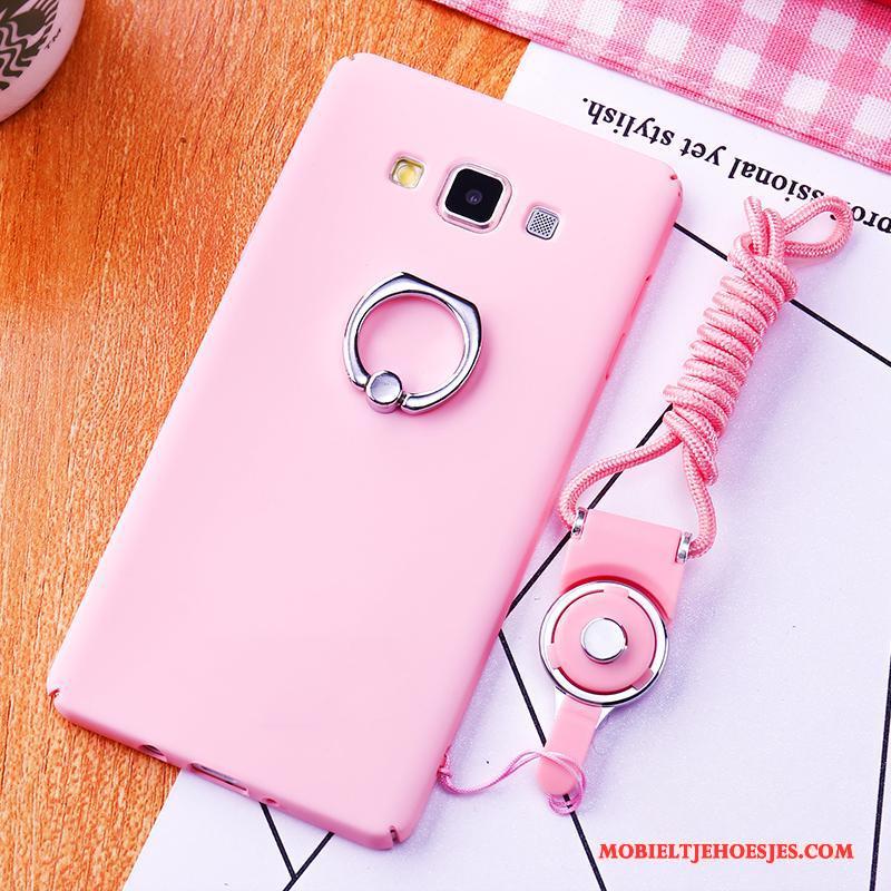 Samsung Galaxy A7 2015 Roze Hard Anti-fall Hanger Schrobben Hoes Hoesje Telefoon